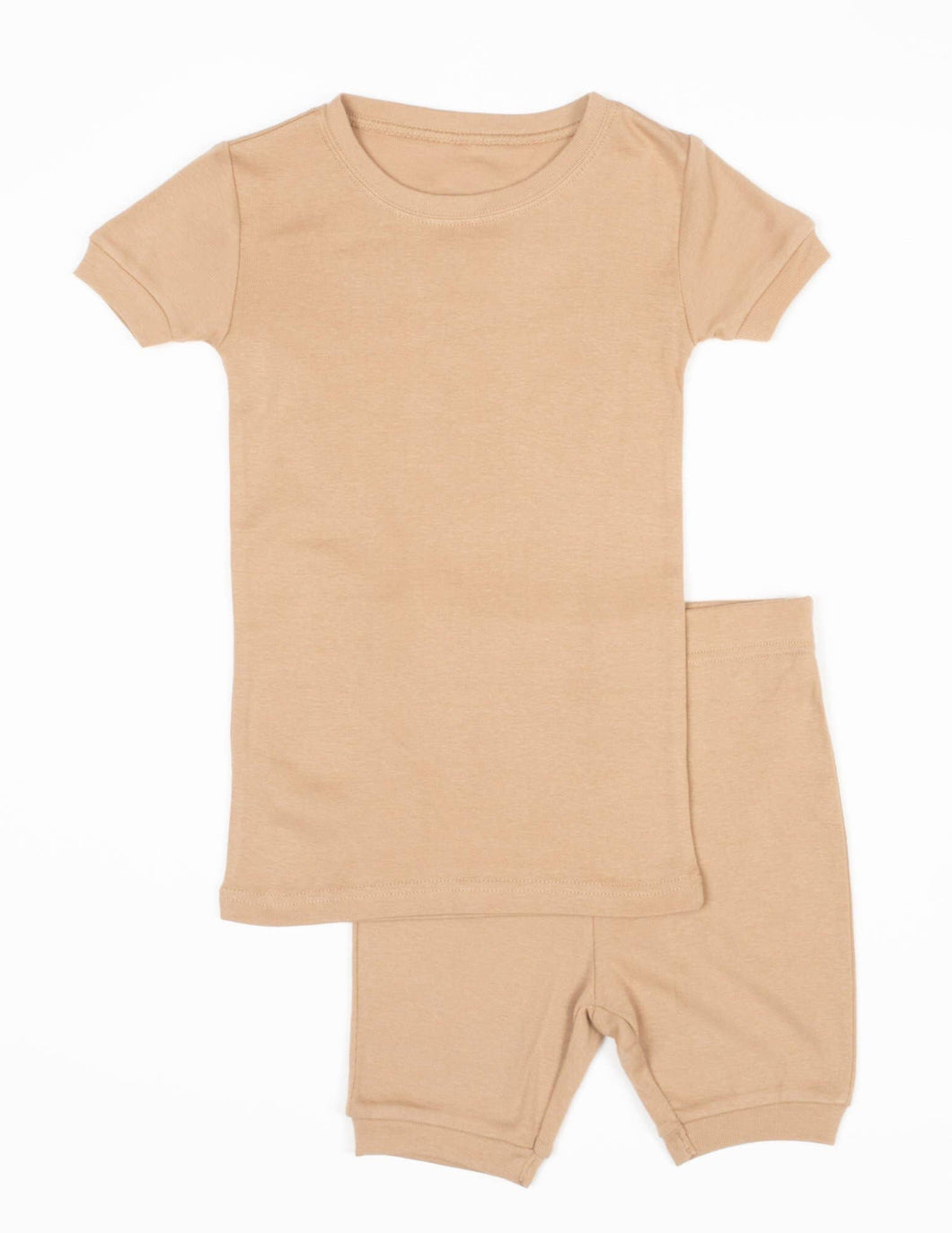 100% Breathable Cotton Short Pajamas set - Beige