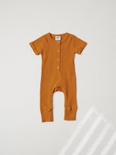 Load image into Gallery viewer, Wide Rib Henley Romper - Marigold

