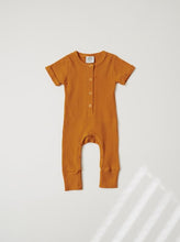 Load image into Gallery viewer, Wide Rib Henley Romper - Marigold