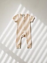 Load image into Gallery viewer, Wide Rib Henley Romper - Cream
