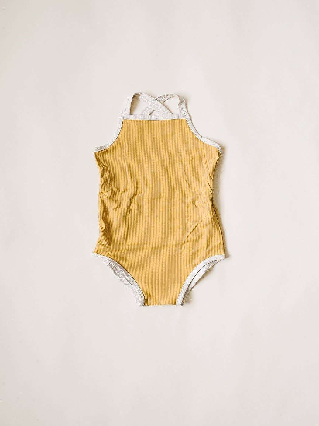 Cross-Back One-Piece Swimsuit - Mustard