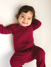 Load image into Gallery viewer, 100% Cotton Breathable Footed Pajamas Maroon
