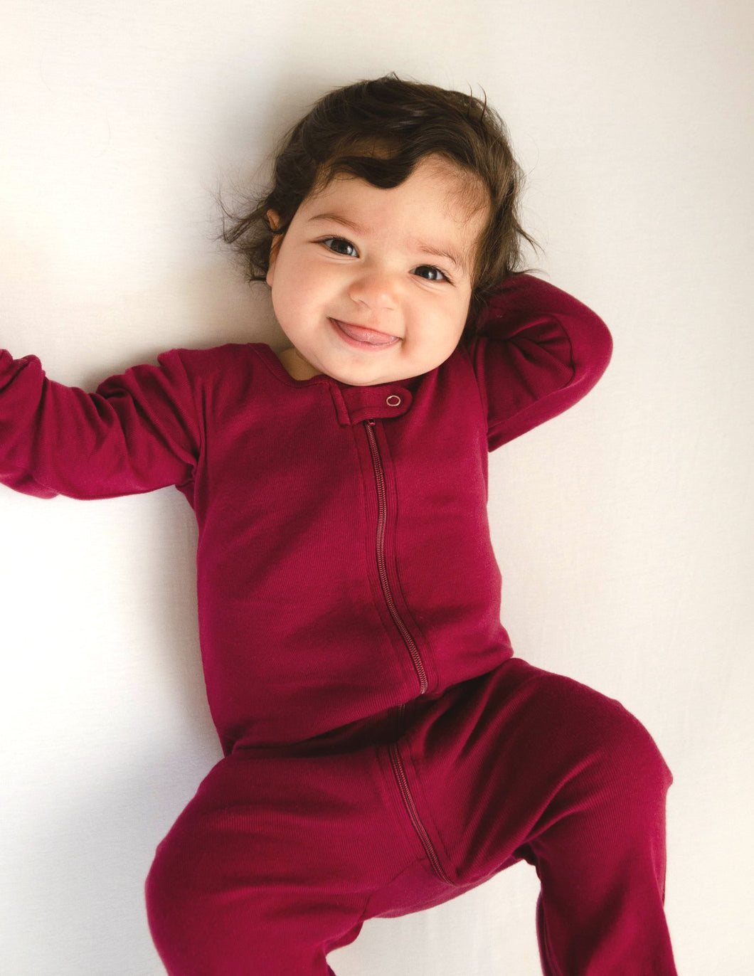 100% Cotton Breathable Footed Pajamas Maroon