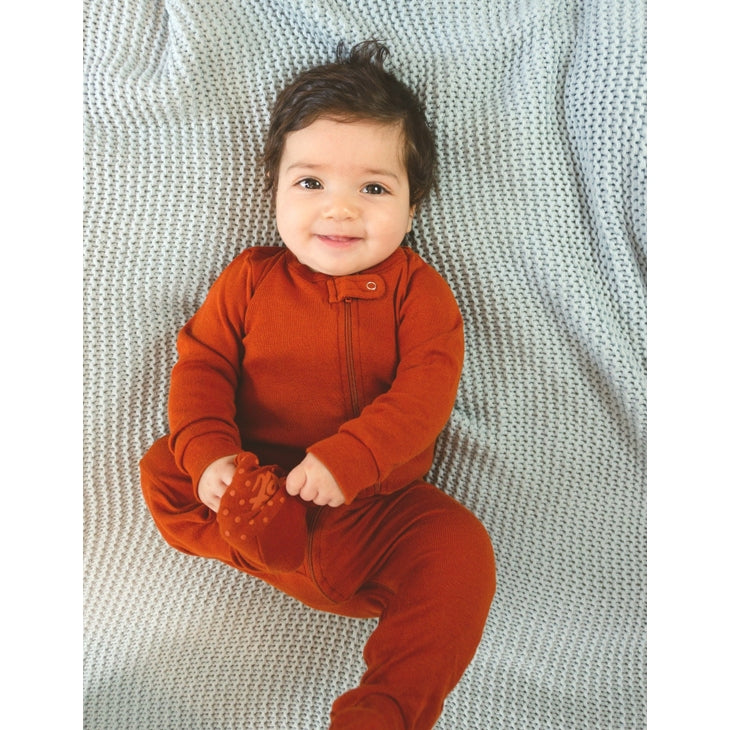 100% Cotton Breathable Footed Pajamas Rust
