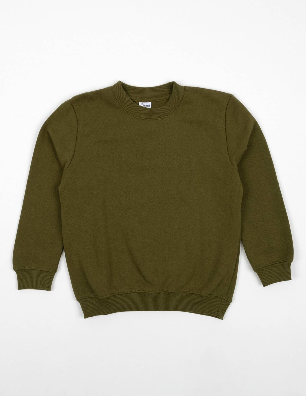 Basic Solid Color Sweatshirt Olive