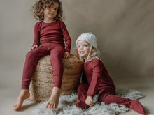 Load image into Gallery viewer, 100% Cotton Breathable Footed Pajamas Maroon
